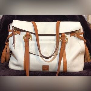 🌹🍃Dooney & Bourke White Leather Florentine Shopper Large Satchel~Shoulder Purse